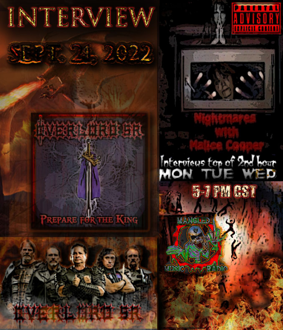 Interview on the Radio show Malice Cooper, on Mangled Music Radio in Canada. September 21, 2022