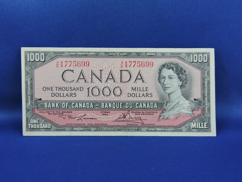 Image for 1954 $1000 CANADIAN BANKNOTE INVESTMENT QUALITY COLLECTIBLE