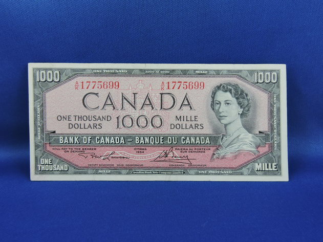 Image for 1954 $1000 CANADIAN BANKNOTE INVESTMENT QUALITY COLLECTIBLE