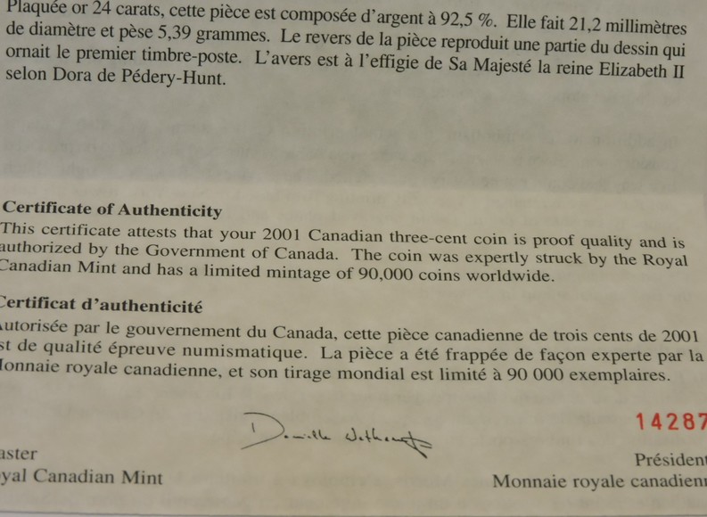 Image for 2001 CANADIAN THREE CENT COIN ROYAL CANADIAN MINT