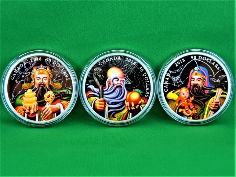 Image for SAN XING GODS, FU XING, LU XING, SHOU XING Three Limited Edition Coins