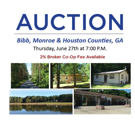 Image for LIVE AUCTION - Thursday, June 27th @ 7:00 P.M.  -                                                                                   Seven Properties in Middle GA - Monroe, Bibb & Houston Co.