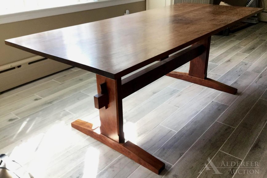 Image for Alderfer Online - Yardley, PA: 10-14-19 | Features Fine Furniture, Art & Home Furnishings Including Howard Szmolko Trestle Dining Table, Outdoor Street Clock, Figural Fountain, Queen Anne Sideboard, Oil Paintings, Persian Rugs & More