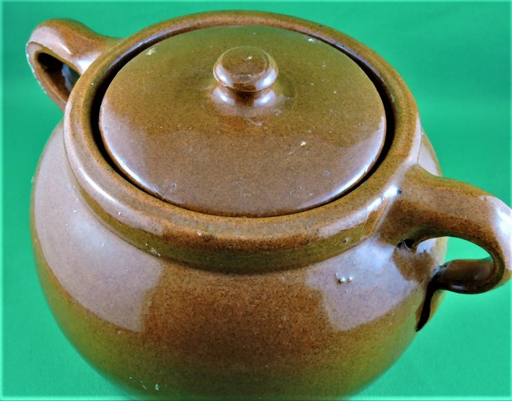 Image for VINTAGE BROWN STONEWARE BEAN POT