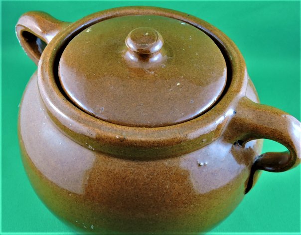 Image for VINTAGE BROWN STONEWARE BEAN POT