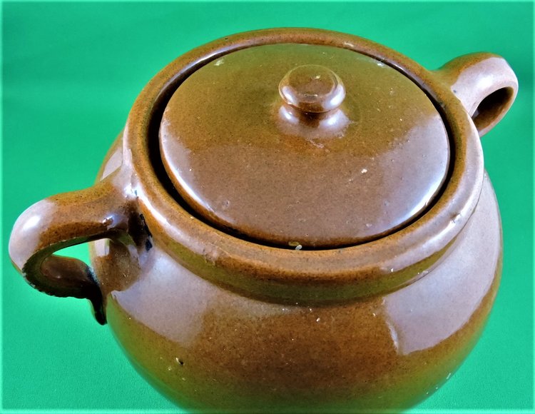 Image for VINTAGE BROWN STONEWARE BEAN POT