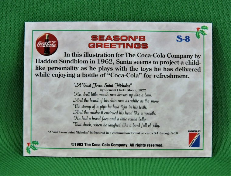 Image for Coca Cola - Santa - Coke Series 1993 1 Card S8