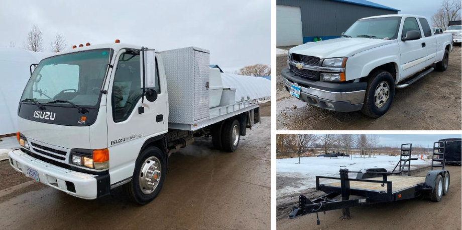 2000 Isuzu Fertilizer Spray Truck, 2004 Chevrolet 1500 & 1998 14' Trailer