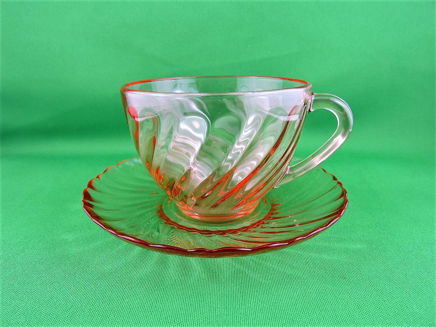 Image for Arcoroc France - Rosaline Pink - Pink Glass Tea Cup and Matching Saucer