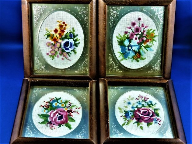 Image for Vintage Cross-Stitch - Framed Floral Designs