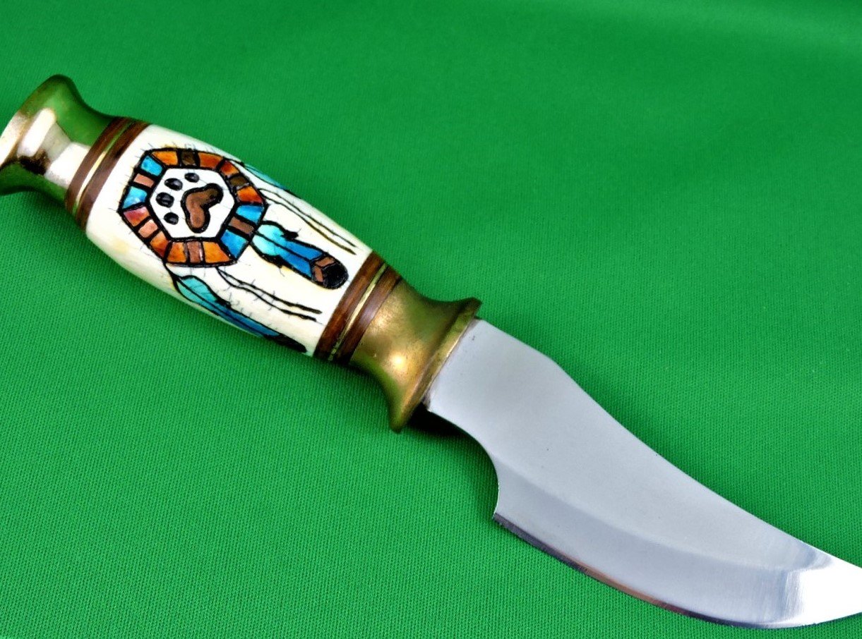 Image for Wolf Paw Print Hunting Knife - Mandella on Handle