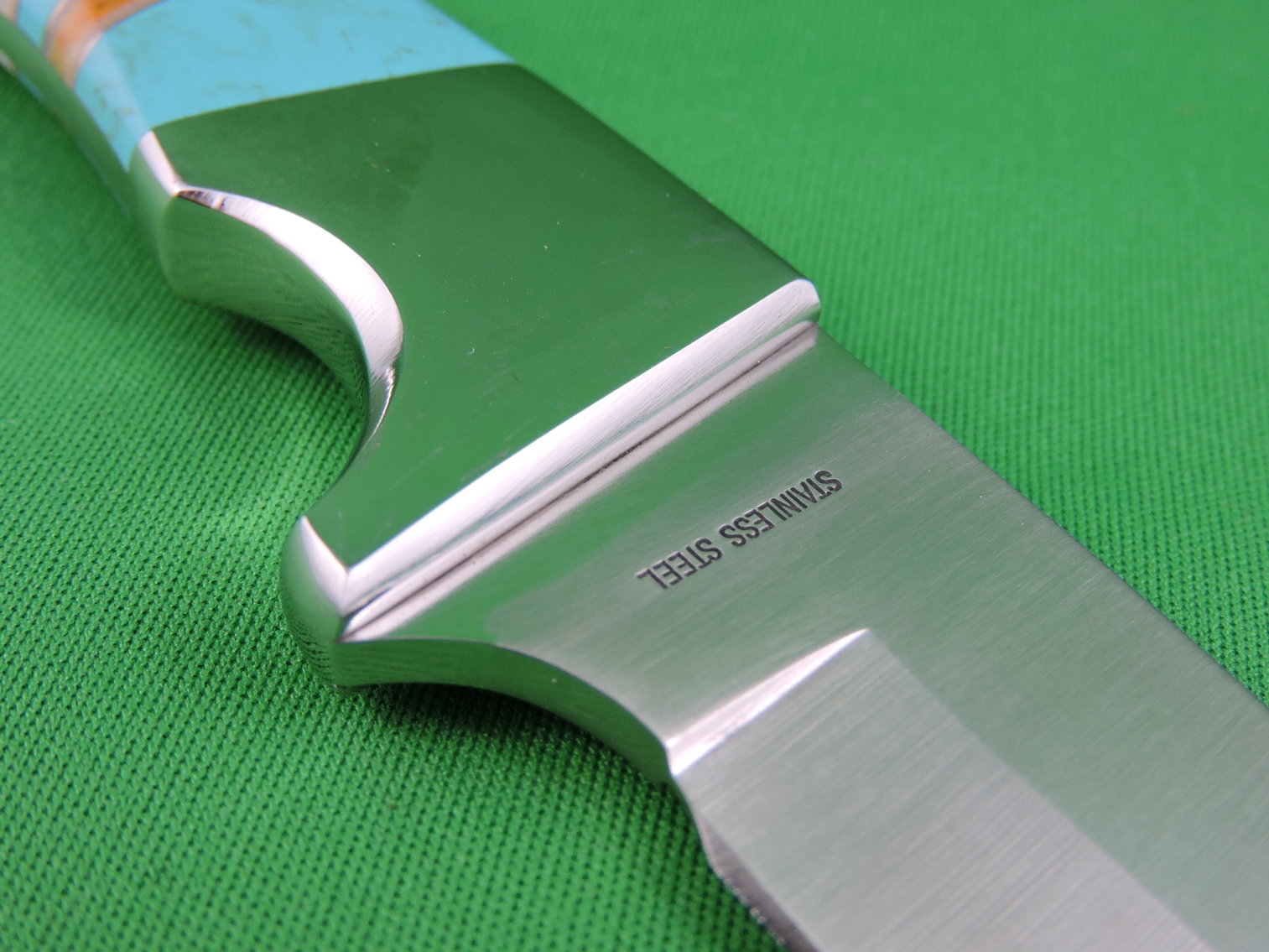 Image for Knife - Fixed Blade - Hand Forged - Turquoise Inlay - Custom Made.