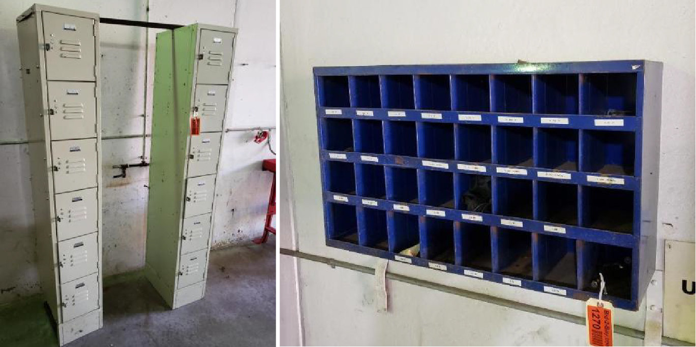 ALM 10,000 Lb. 2-Post Lift, Work Benches, Tire Rack, Shelving