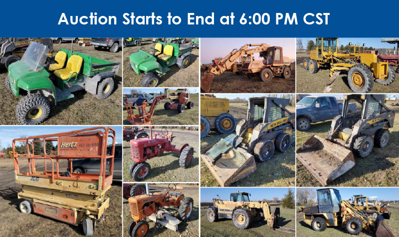 Surplus Construction Equipment, Farm, Trailers, Skid Loaders, Pickups and Parts