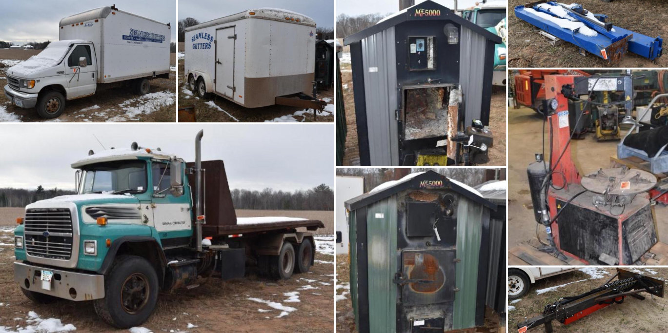 1984 Ford 8000 Roll Off, 2001 Ford E-350, Waste Oil Burner, Wood Burning Stove, Equipment