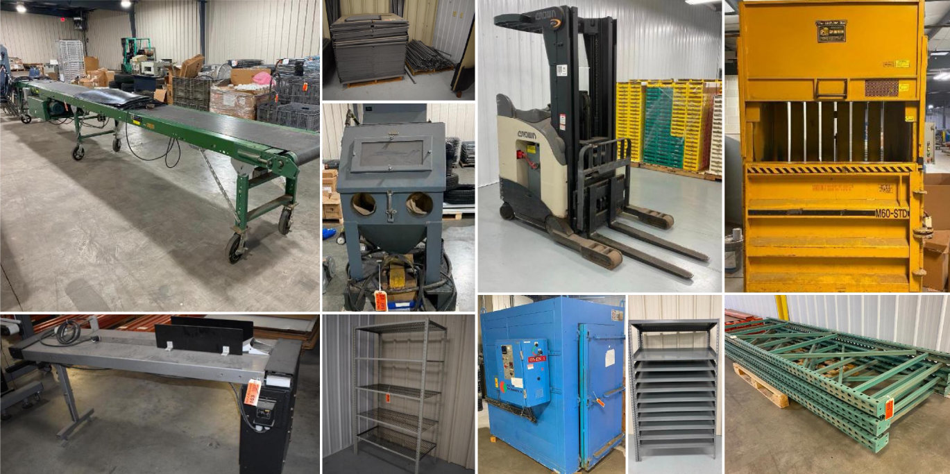 Warehouse Shelving, Bailer, Pallet Racking, (2) Dispatch Industrial & SAT Industrial Commercial Ovens