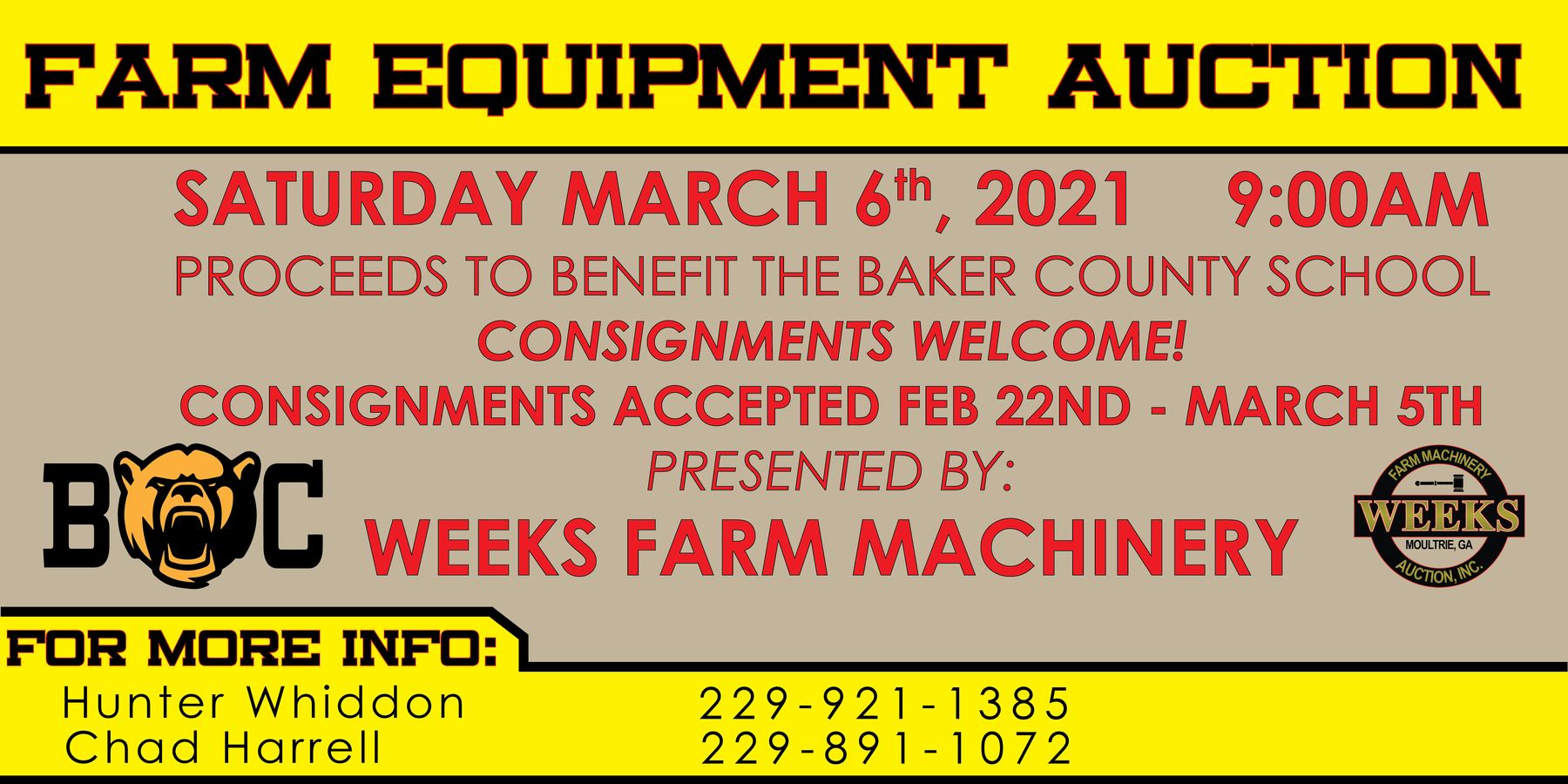 Image for Baker County School Equipment Auction - Mar 6