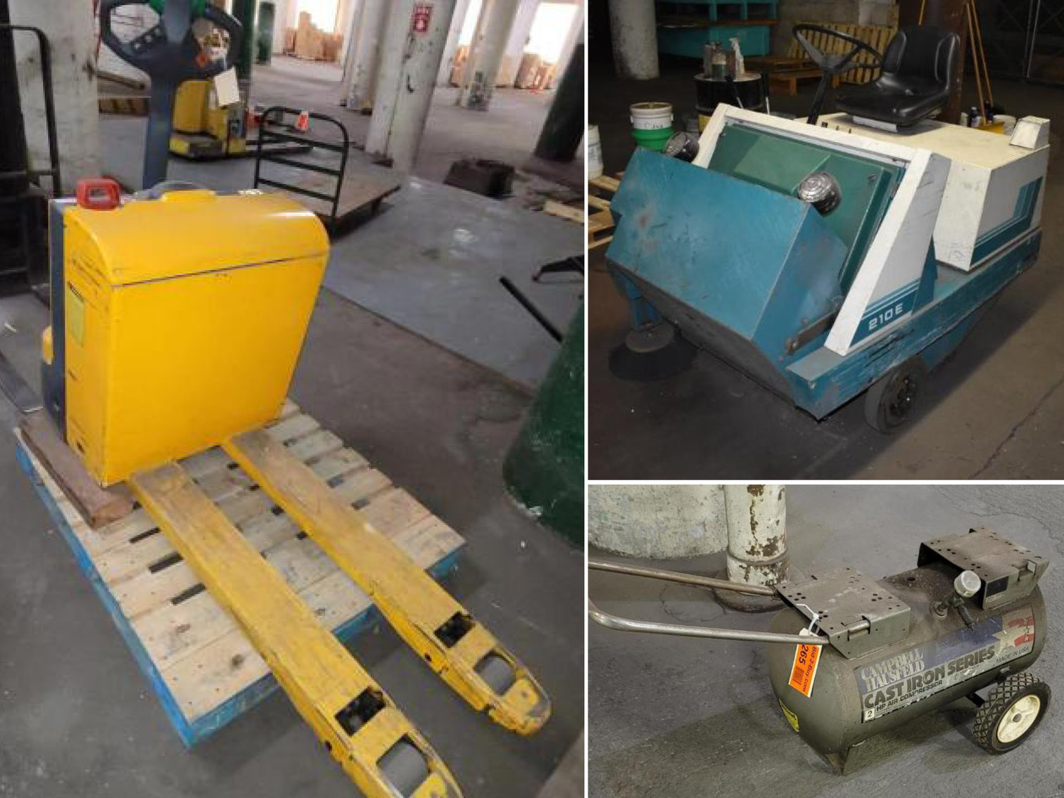 Tennant 210E Electric Sweeper, (6) Electric Pallet Jacks, Dock Plates