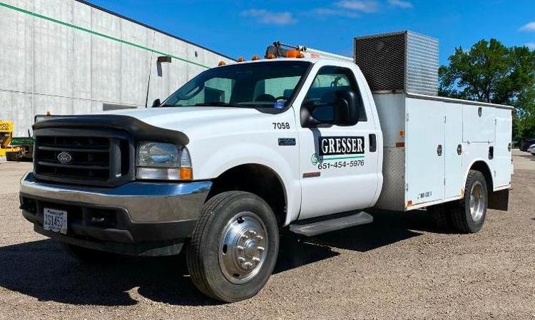 Surplus Concrete Equipment: 2003 Ford F-550 Service Truck, John Deere Gator, Pumps, Saws, Rider, Laser Levels