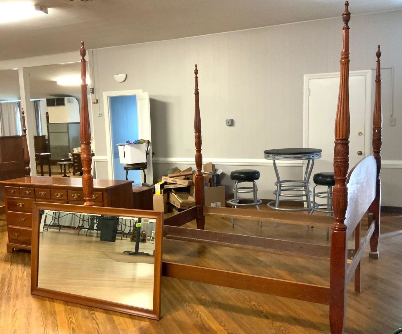 Image for Nutcrackers, Cherry Furniture, Slag Glass Lamp, Framed Art & More