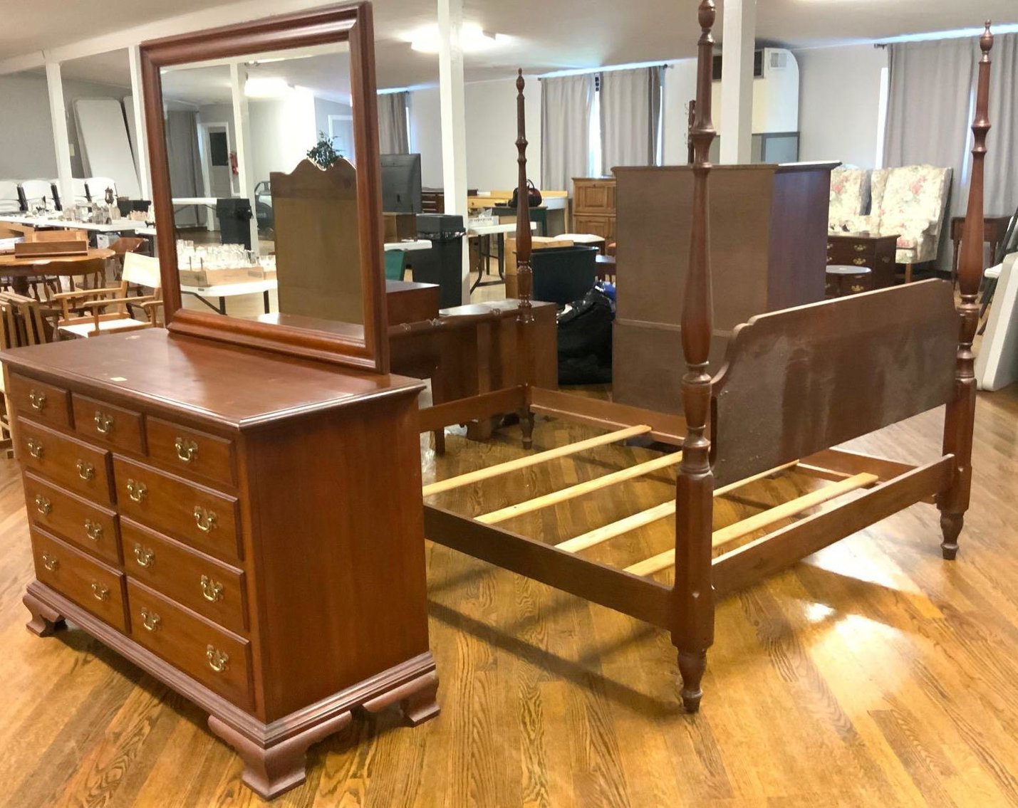 Image for Nutcrackers, Cherry Furniture, Slag Glass Lamp, Framed Art & More