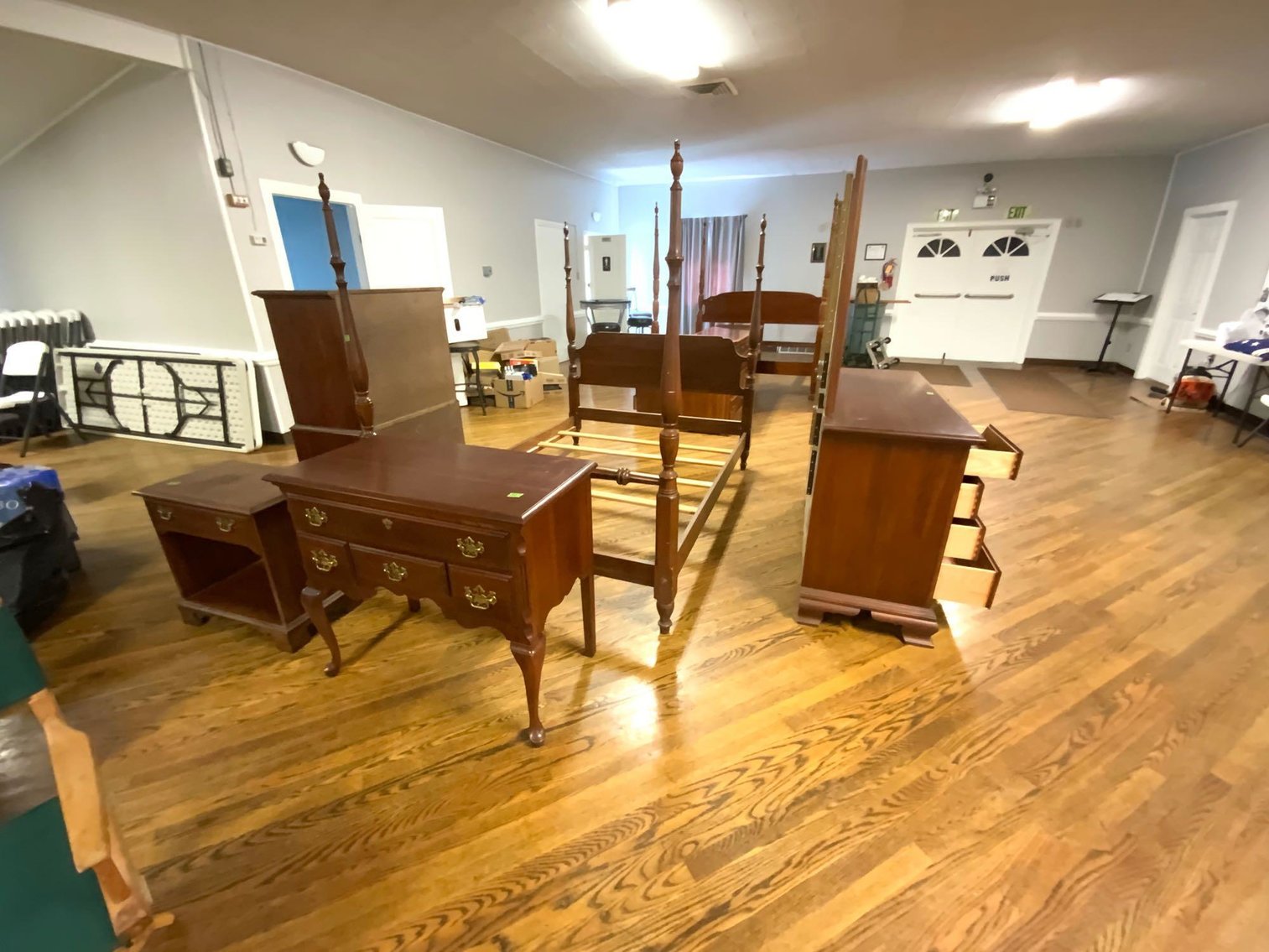 Image for Nutcrackers, Cherry Furniture, Slag Glass Lamp, Framed Art & More