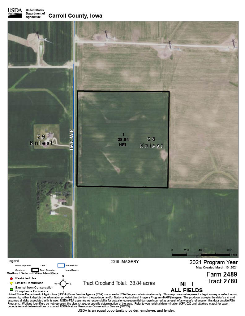 Carroll County, Iowa Farmland Auction