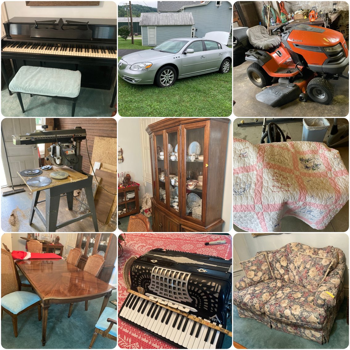 Image for Carmichaels, PA  - ’11 Buick Lucerne, Lawn Tractor, Clean Home Furnishings, Antiques, Glassware and more!