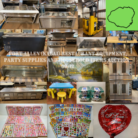 Image for Port Allen (KAUAI) Restaurant Equipment, Party Supplies and Household Items Auction  09/12