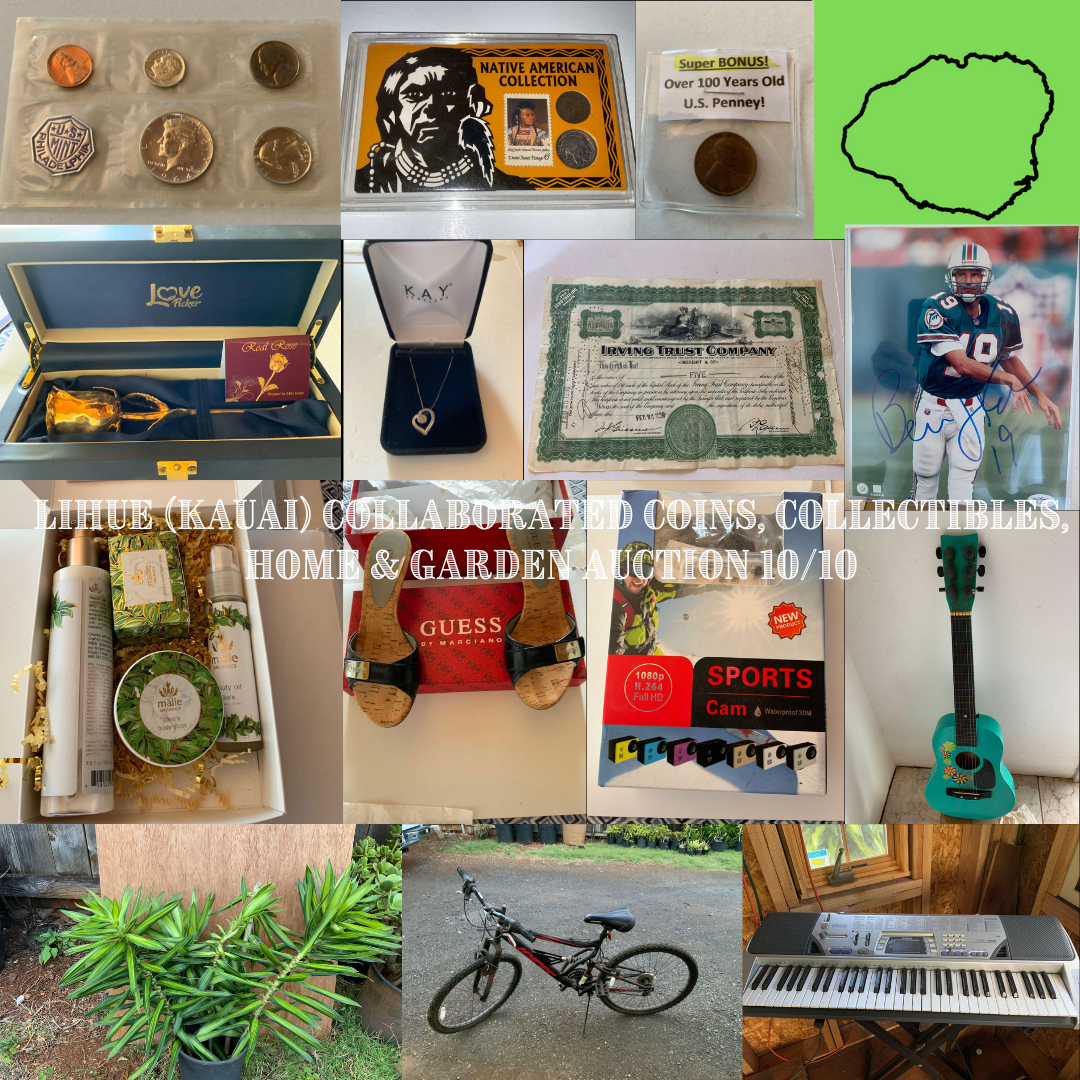 Image for Lihue (KAUAI) Collaborated Coins, Collectibles, Home & Garden Auction 10/10