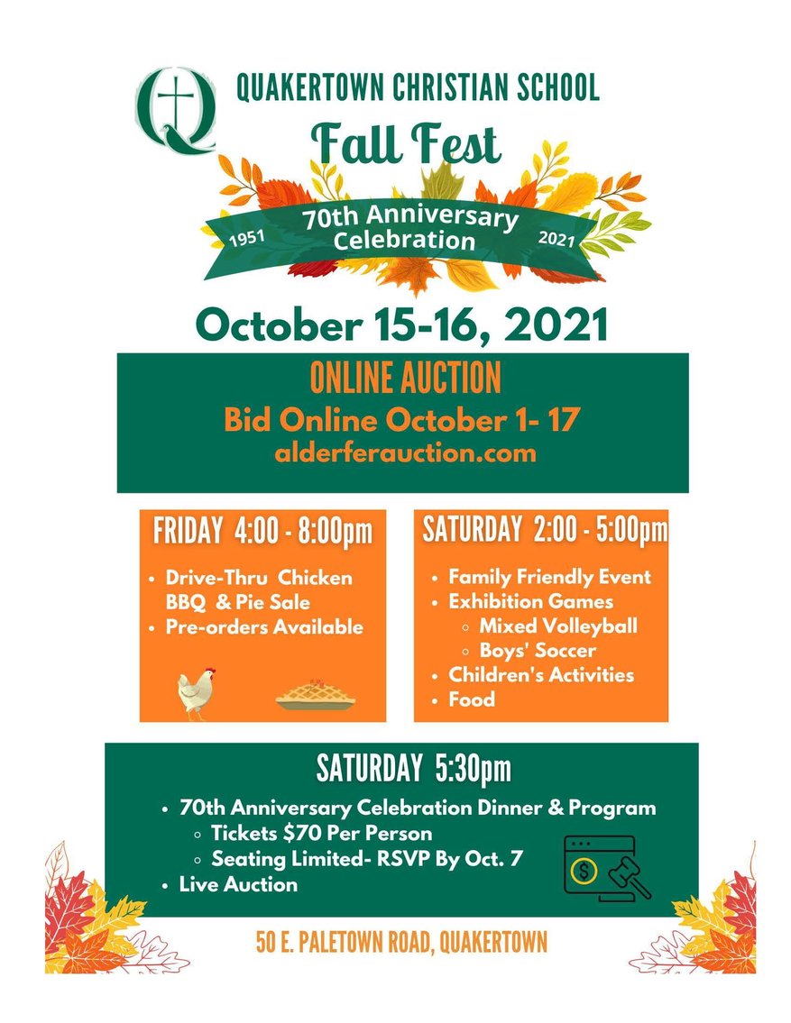 Image for Benefit Auction | Quakertown Christian School Fall Fest | October 17, 2021 at 7:00 PM