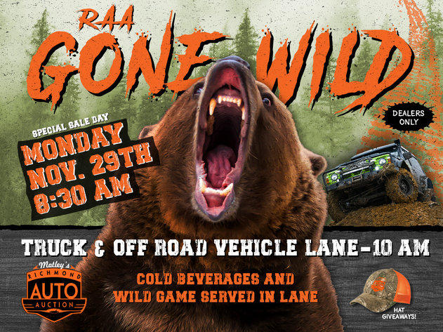Image for RAA Gone Wild! Special Sale Day MONDAY, Nov. 29th Live and Online Simulcast! Truck and Off-Road Vehicle Lane