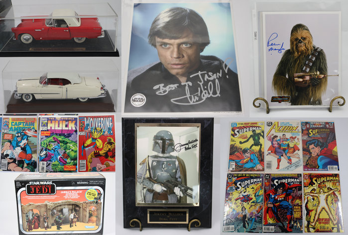 Image for A Collector’s Dream with Items from The Star Wars Universe, The Automotive Industry, Marvel and DC Comics and Much More!