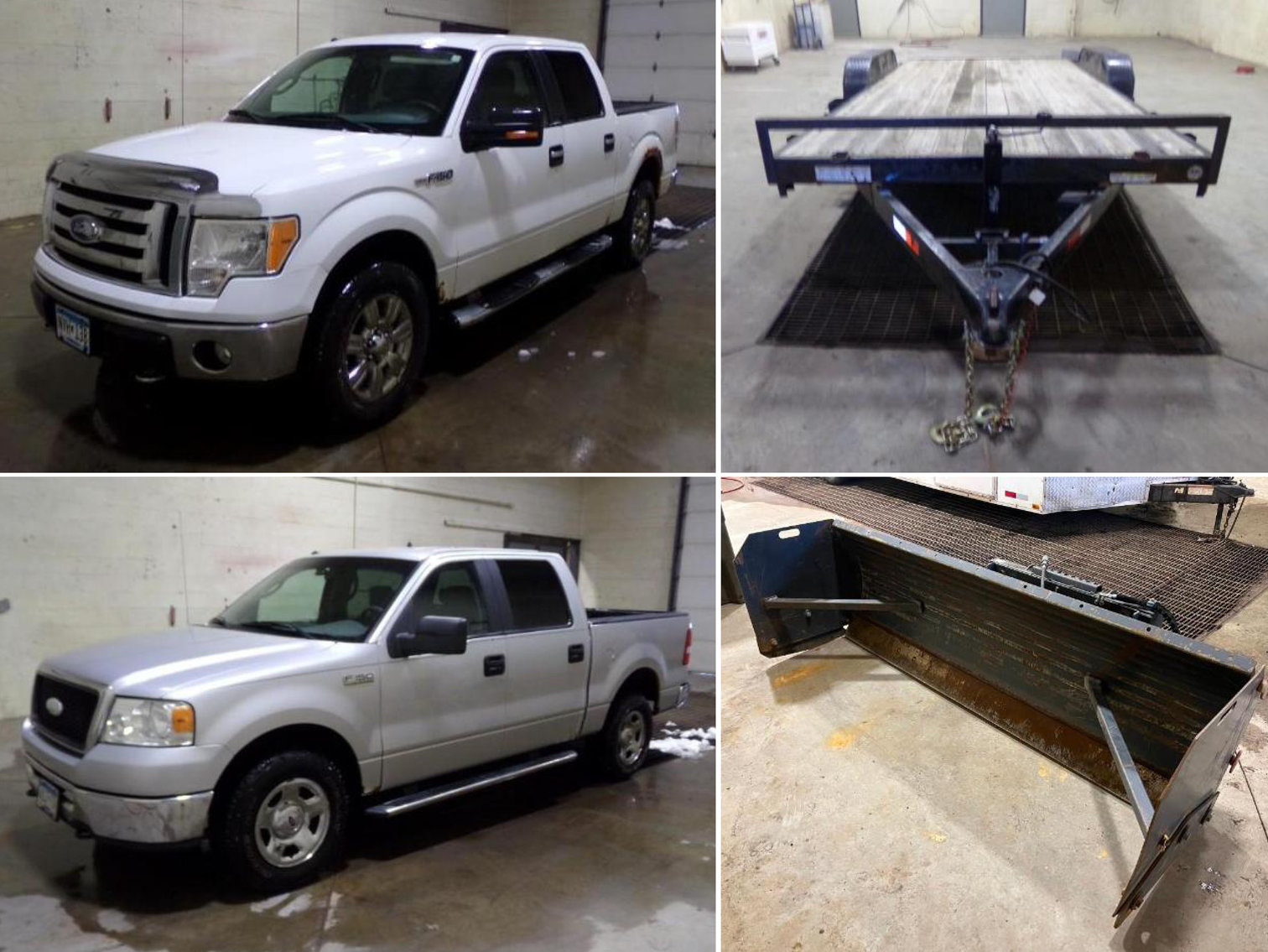 2005 & 2009 Ford F-150's, Virnig 8' Snow Plow, Sure Trac 18' Trailer