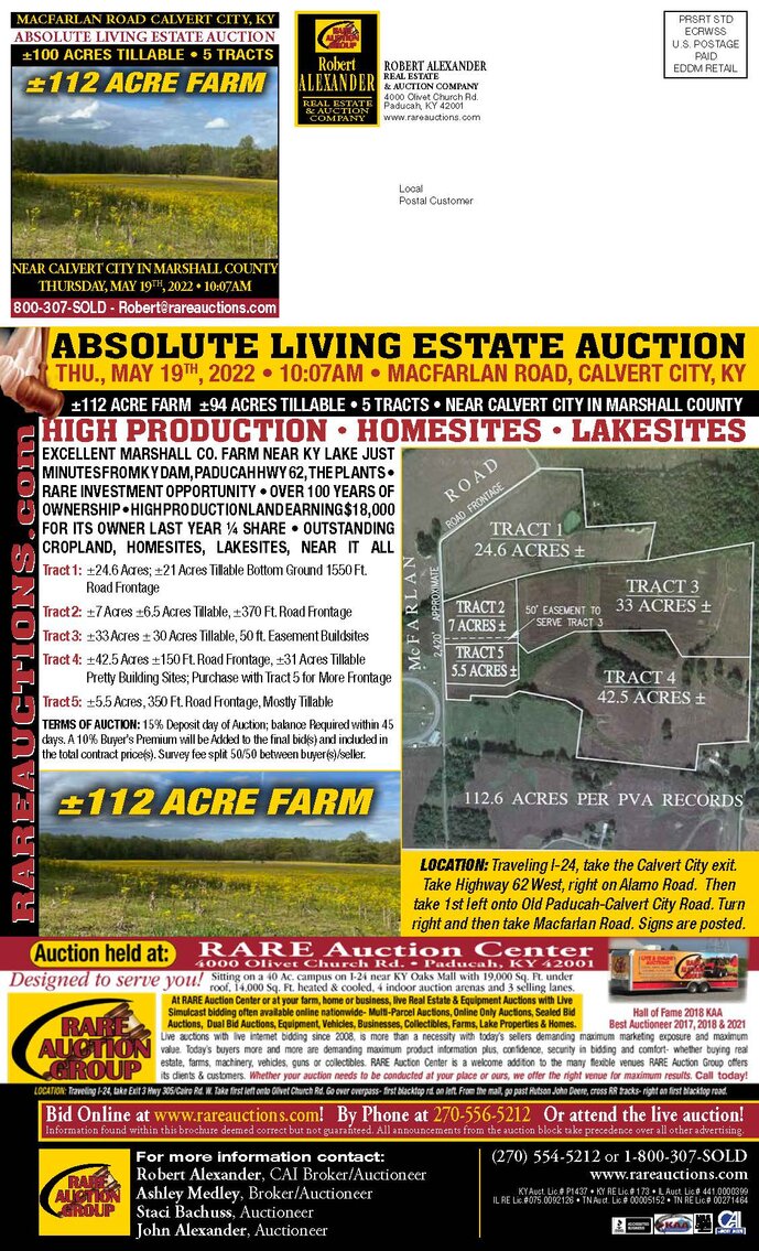 Image for ABSOLUTE LIVING ESTATE AUCTION MCFARLAN ROAD CALVERT CITY, KY