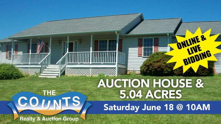 Image for 1,680 sqft house on 5.04 acres in Moneta VA - LIVE AND ONLINE BIDDING