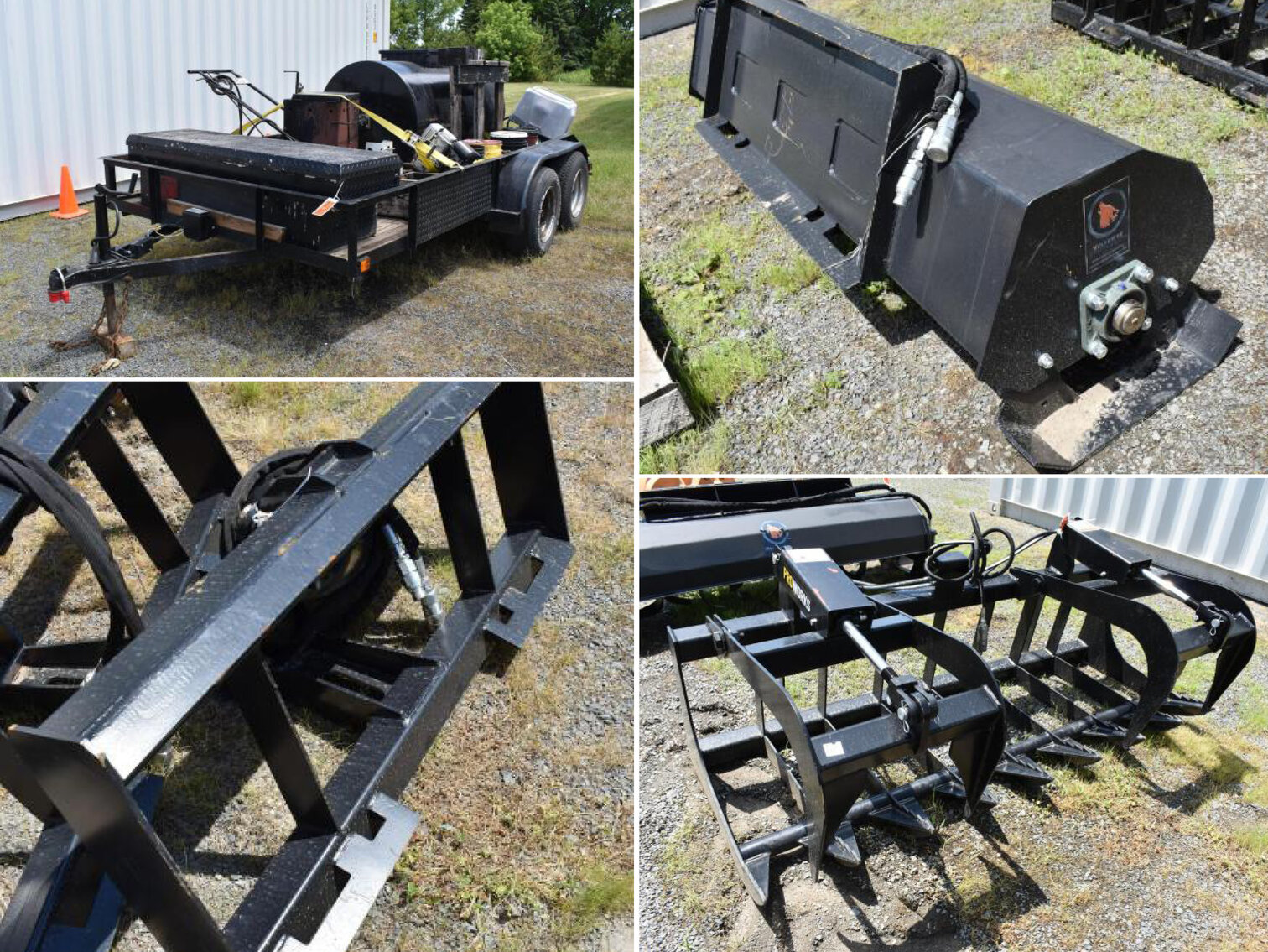 Skid Loader Attachments & 14' Seal Coat Trailer