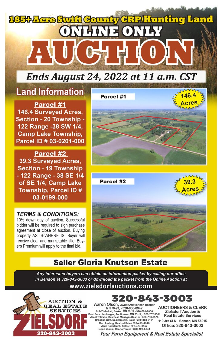Image for GLORIA KNUTSON SWIFT COUNTY CRP/HUNTING LAND ONLINE ONLY AUCTION 185+ ACRES