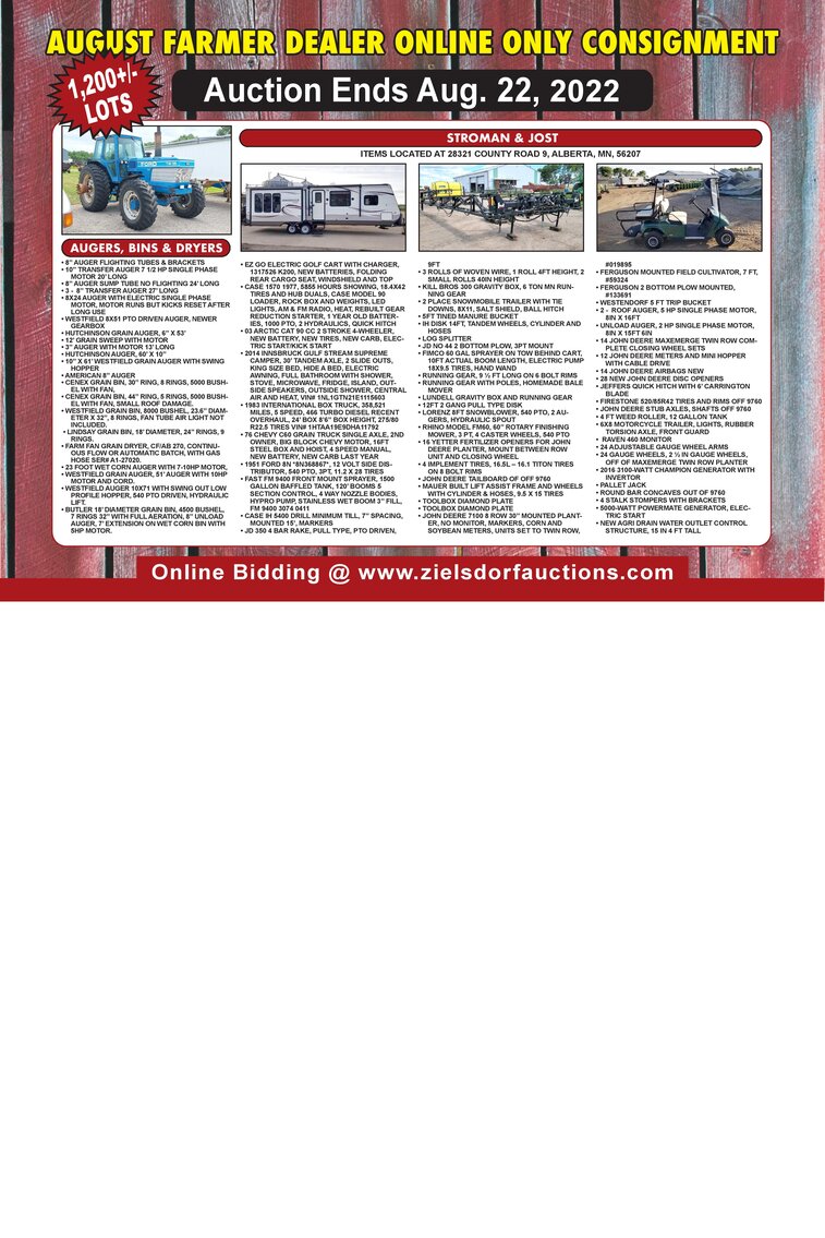 Image for AUGUST FARMER DEALER ONLINE ONLY CONSIGNMENT