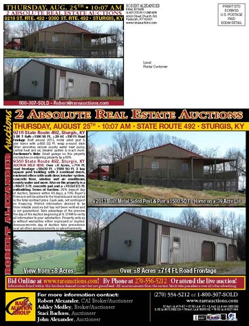 Image for 2 ABSOLUTE REAL ESTATE AUCTIONS - 9380 & 9218 STATE ROUTE 492 STURGIS, KY