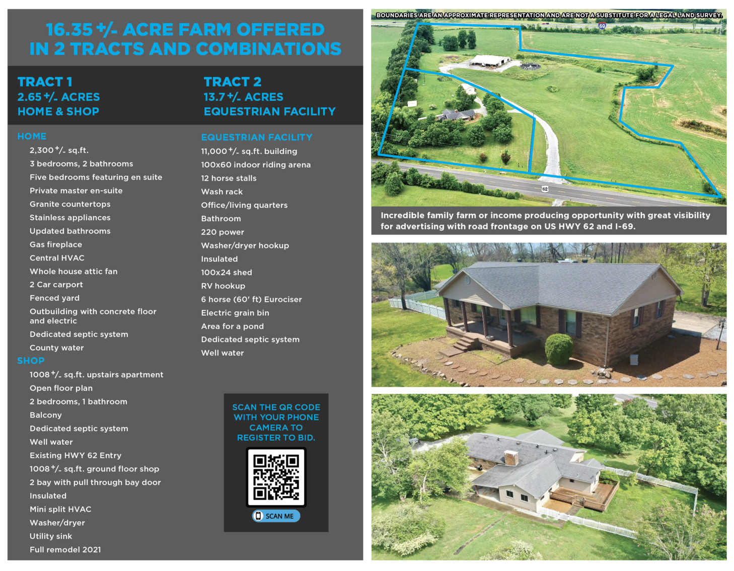 Image for Farm Auction: 16.35+/- Acres, Home, Shop with Apartment, Equestrian Facilities