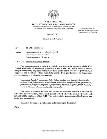 Image for Buckhannon, WV – Annual DOH Surplus Equipment Auction