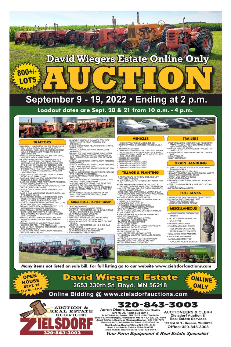 Image for DAVID WIEGERS ESTATE ONLINE ONLY AUCTION