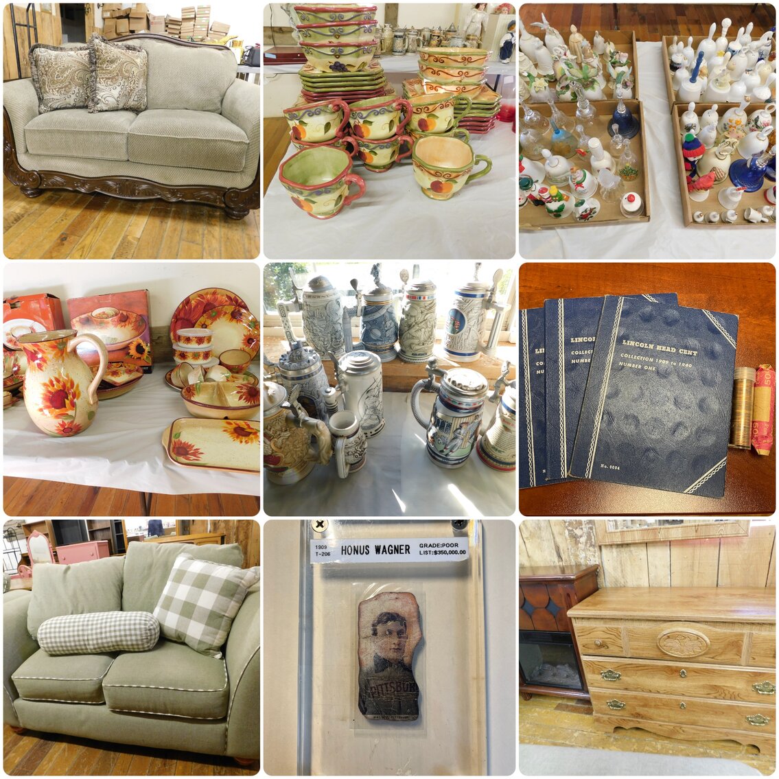 Jane Lew, WV InPerson Evening Auction Featuring Honus Wagner card, Quality Furnishings, Dolls