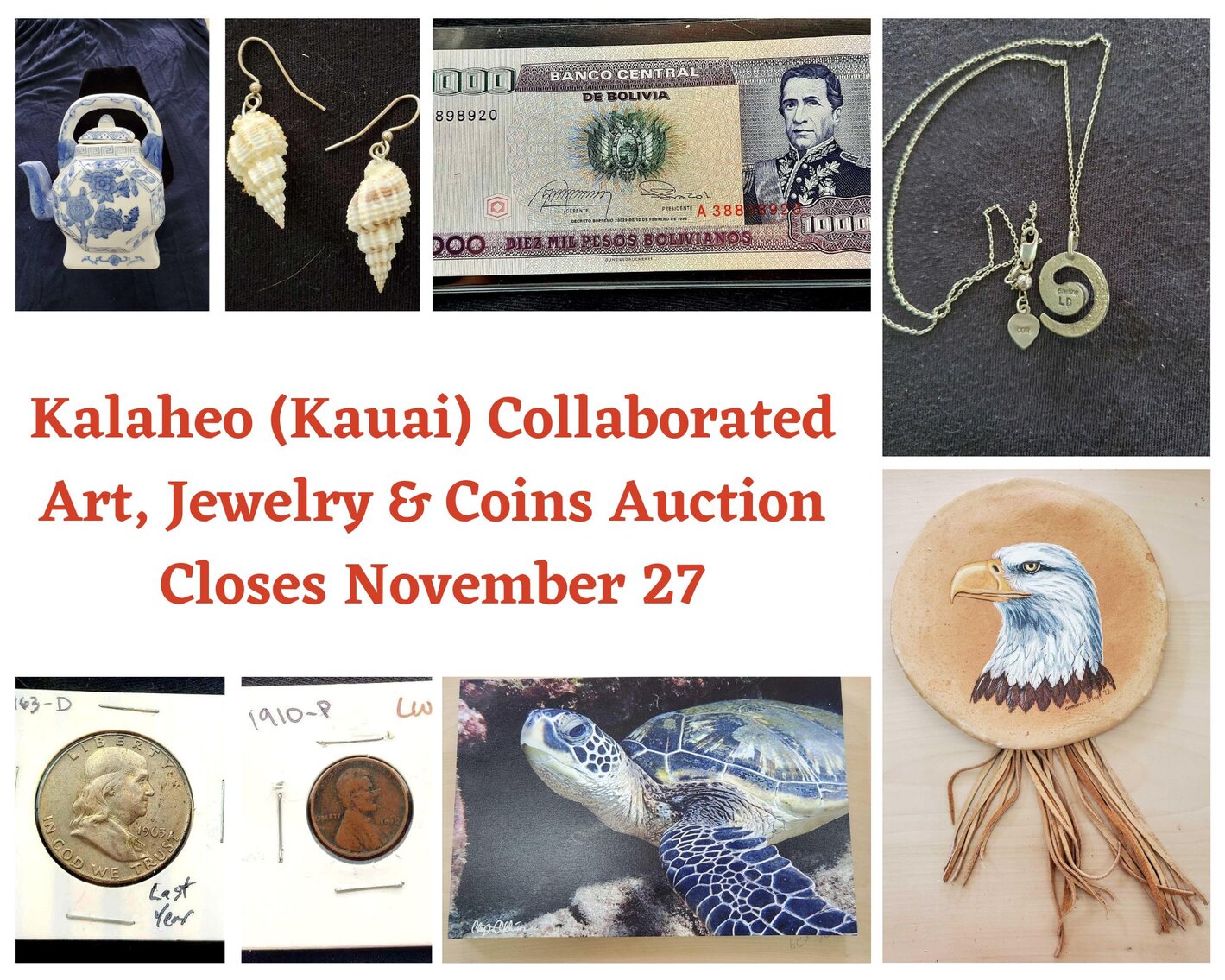 Image for 11/27 Kalaheo (KAUAI) Collaborated Art, Jewelry & Coins Auction