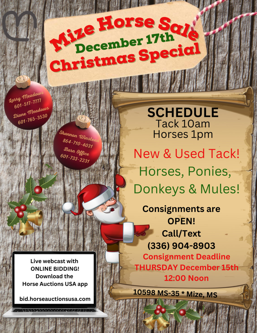 Image for Mize Horse Sale - Christmas Special  December 17th - Mize, Mississippi