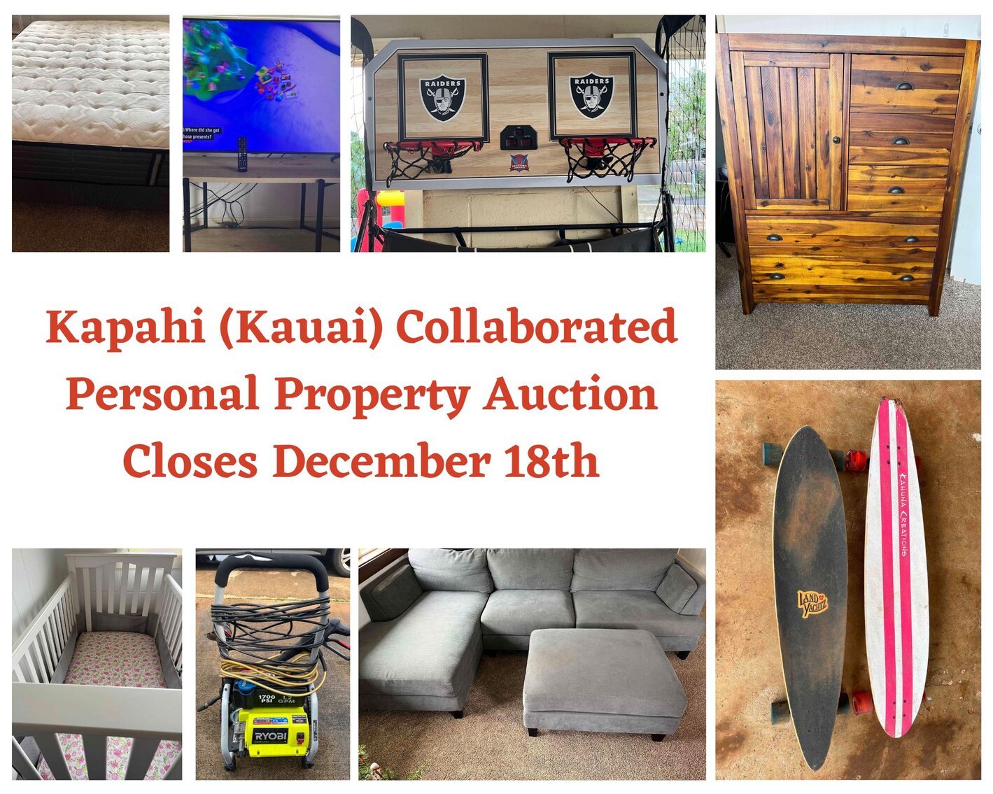 Image for 12/18 Kapahi (KAUAI) Collaborated Personal Property Auction