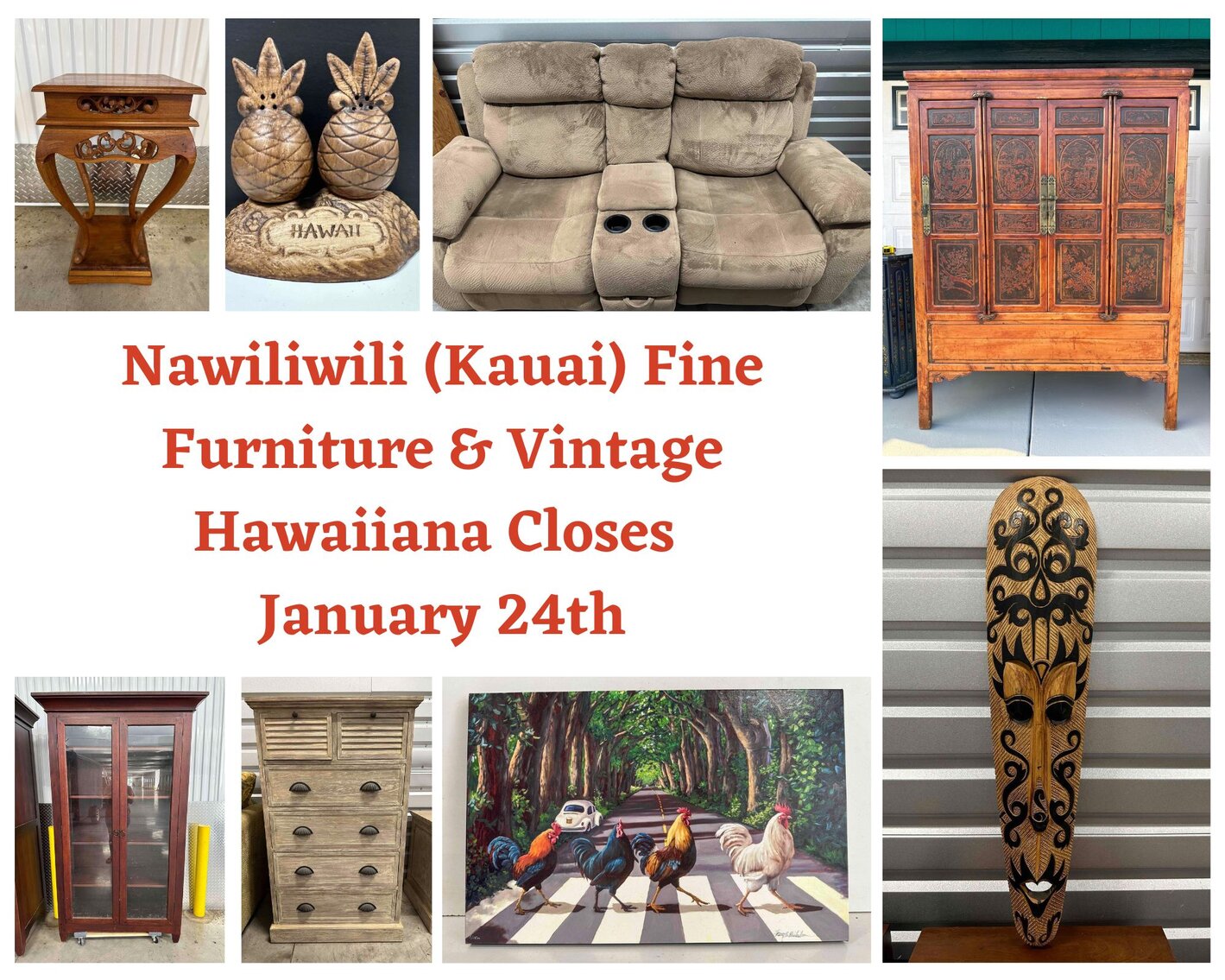 01/24 Nawiliwili (Kauai) Fine Furniture & Vintage Hawaiiana