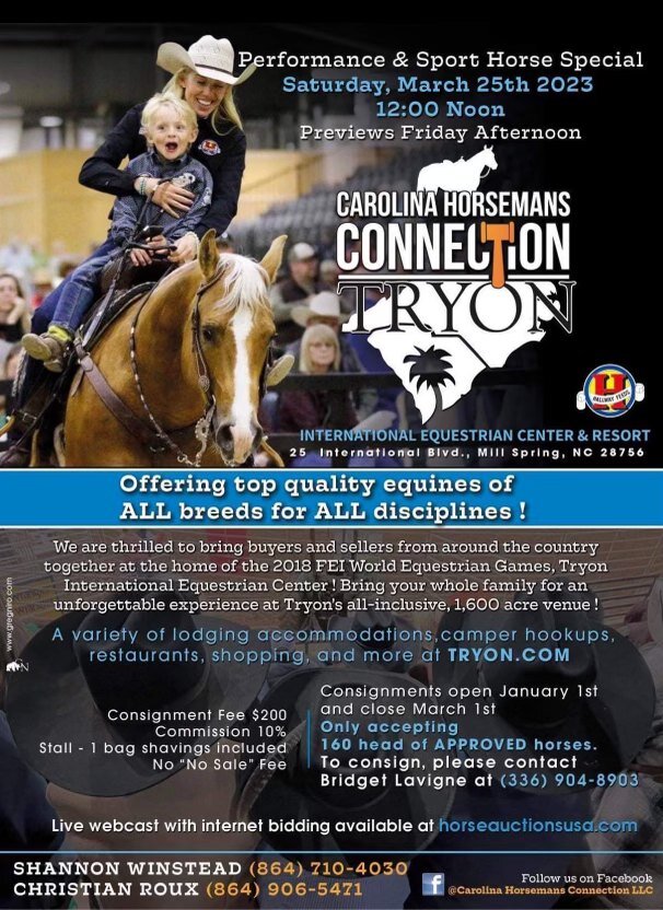 Image for Carolina Horsemans Connection at Tryon International - Mill Spring, NC  March 25th