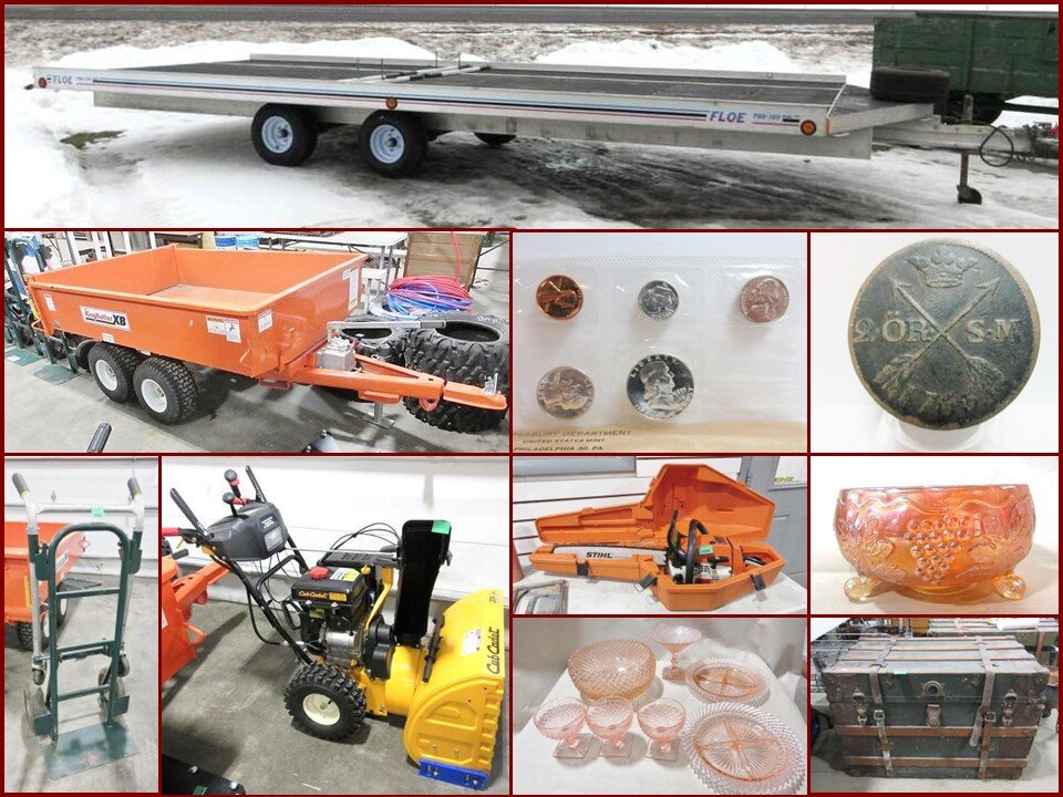 Image for Trailers, Tools, Antiques, Coins, Stamps & Household (dk. green tag)